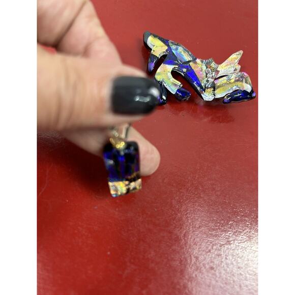 Vintage Artsy Pin Brooch & Earrings‎ Blues Abstract - Picture 4 of 9